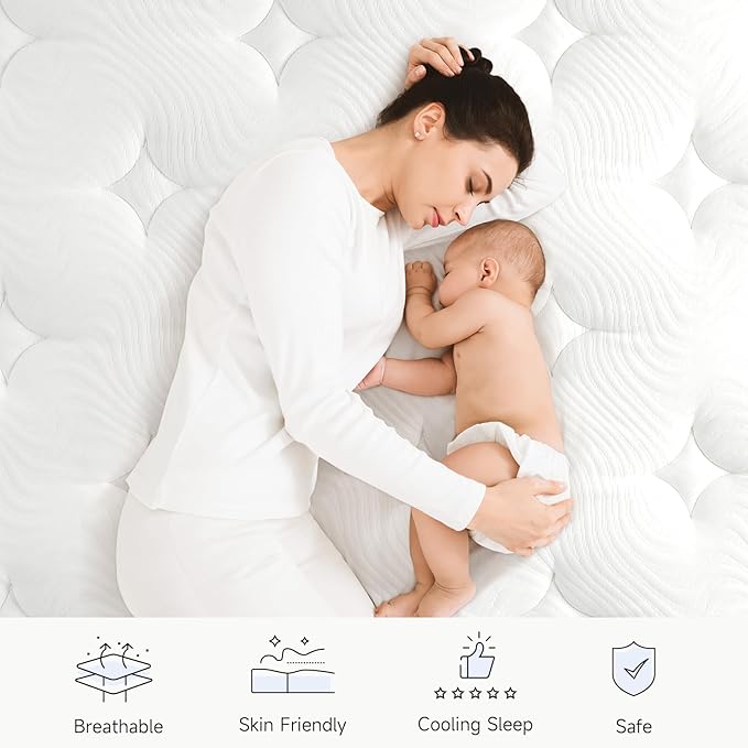 Vesgantti Full Size Mattress, 10 Inch Innerspring Hybrid Mattress in a Box with Memory Foam, Durable Support & Pressure Relief, Medium Firm Feel