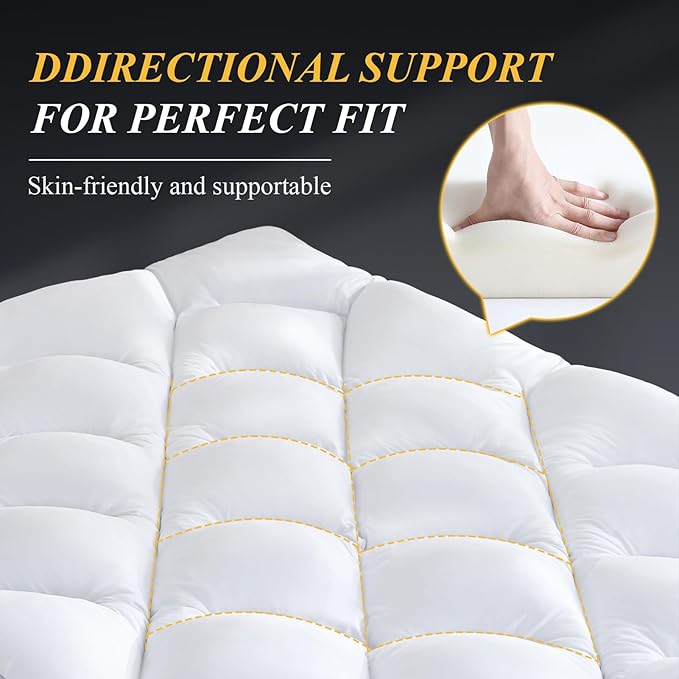 DOWNCOOL 3 Inch Twin Mattress Topper, Ultra Thick and Fluffy Supportive Memory Foam Mattress Topper for Body Pain, Mattress Pad with Breathable Mesh Design for Deep Sleep,75x39x3 Inches