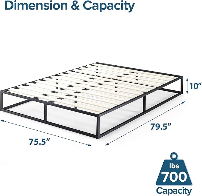 ZINUS Joseph Metal Platforma Bed Frame, Mattress Foundation, Wood Slat Support, No Box Spring Needed, Sturdy Steel Structure, King