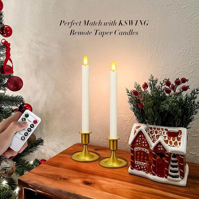 Candlestick Holders 6 PCS Short Metal Taper Candle Holders, KSWING Gold Candle Stick Holders Set, Perfect for Table Centerpiece Mantel Party Wedding Christmas Home Decor, Set of 6