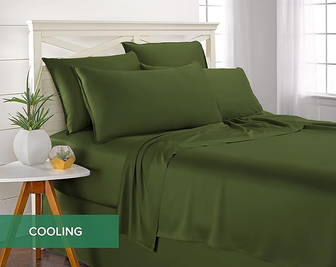 Split King Sheets by Pure Bamboo, Genuine 100% Organic Viscose Derived from Bamboo Bed Sheet Set, Soft & Cooling, Double Stitching *Not for Split Top (Split King, Pesto)