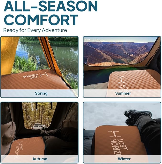 LOSTHORIZON Air & Foam Camping Mattress, Self-Inflating Sleeping Pad, 4.5" Thick, with Air Pump, Twin