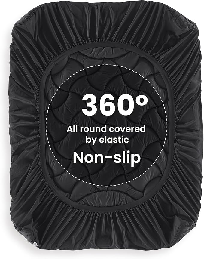 SLEEP ZONE King Size Cooling Mattress Topper, Premium Zoned Cool Mattress Pad Cover, Padded Mattress Protector Breathable Washable, Deep Pocket 8-21" (Black, King)