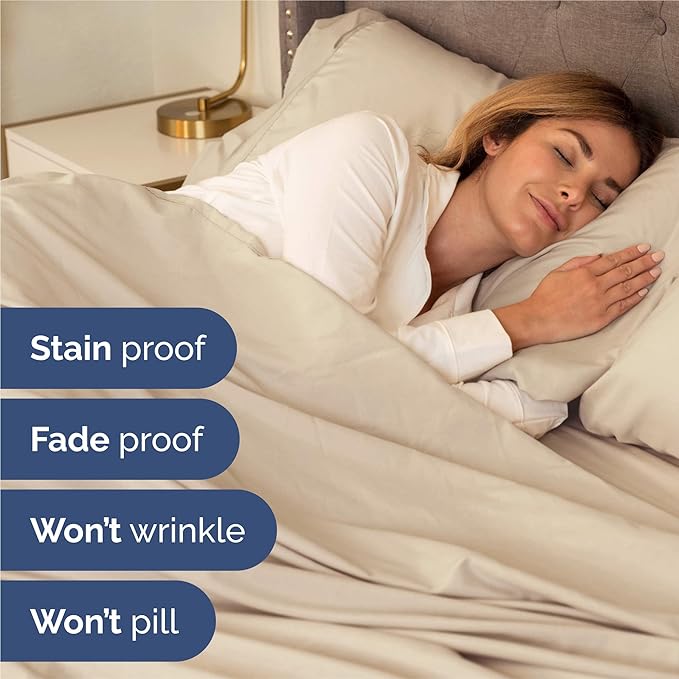 Full 6 Piece Sheet Set - Comfy Breathable & Cooling - Ultra Soft Hotel Luxury Bedding Set with 8-16 Inch Deep Pockets - 1 Flat & 1 Fitted Sheet & 4 Pillowcases - Cozy, Wrinkle Free & Easy Care - Wheat