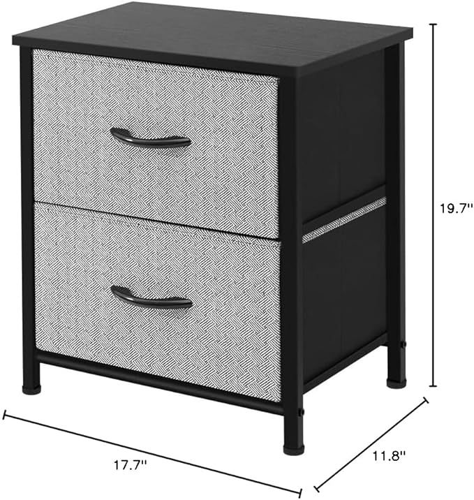 AZL1 Life Concept Storage Dresser Furniture Organizer Unit with 2 Drawers for Bedroom, Hallway, Entryway and Closets, Grey with Black, 17.7x19.7x11.8 inches