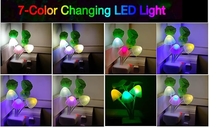 AUSAYE Plug in Night Light, Lotus Leaf Style Mushroom Light LED Nightlights for Kids, Adults, Bedroom, Bathroom,Hallway, Stairs, Kitchen Pack of 6
