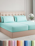 Split King 7 Piece Sheet Set - Comfy Breathable & Cooling - Soft Hotel Luxury Bedding Set with 8-16 Inch Deep Pockets - 1 Flat & 2 Fitted Sheet & 4 Pillowcases - Wrinkle Free & Easy Care - Spa Blue