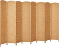 Rose Home Fashion Room Divider, 6 ft Tall Room Dividers and Folding Privacy Screens, 16in Privacy Screen 8 Panel Light Beige Space Temporary Wall Foldable Partition Separation