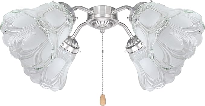 Aspen Creative 23059-4 Transitional Clear & Sandblasted Ceiling Fan Glass Shade.2-1/8"Fitter.Size:4-7/8"D x 5"H.4Pcs/Pack
