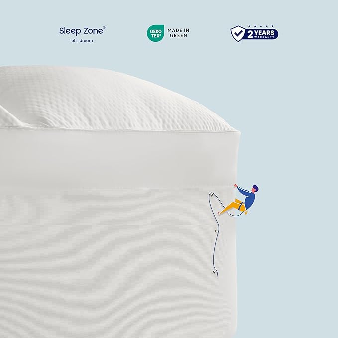 SLEEP ZONE Mattress Topper Twin XL Size, Extra Thick Fitted Mattress Pad for Back Pain, Plush and Support Mattress Cover, Deep Pockets Mattress Protector, Hotel Quality (White, Twin XL)