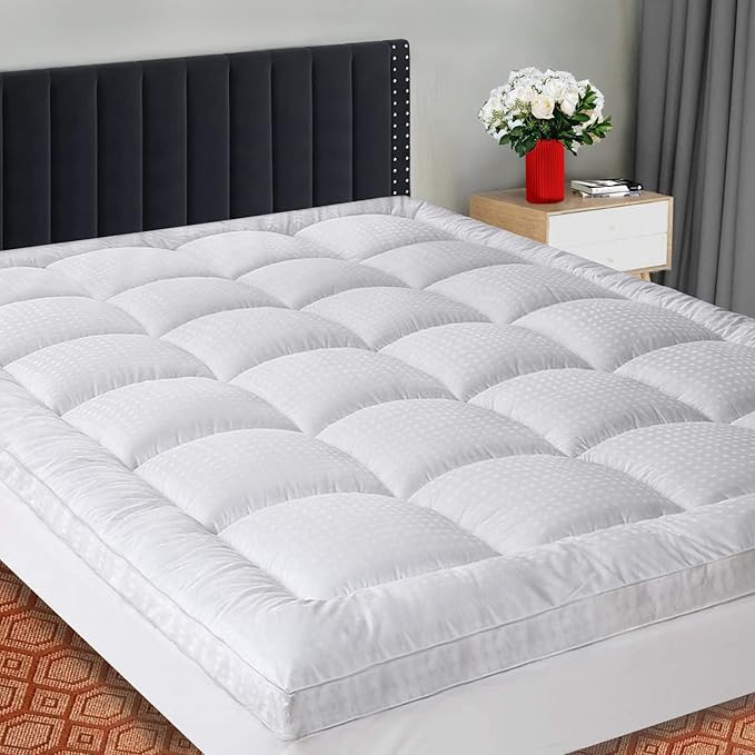 SOPAT Extra Thick Mattress Topper Twin XL 400TC Cotton Pillow Top Breathable Mattress Pad Protector with 8-22" Deep Pocket Soft Down Alternative Fill Mattress Cover (39x80 Inches, White)