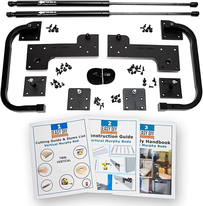 Twin Size DIY Murphy Bed Hardware Kit – Vertical Wall Bed for Space-Saving - Budget-Friendly DIY Setup -Made in USA -Hide Away Design with Twin Murphy Bed Hardware - Bed Lift Mechanism - Pull Down