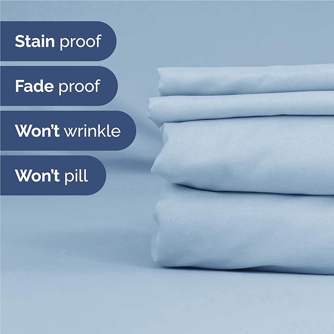 Full 6 Piece Sheet Set - Comfy Breathable & Cooling - Ultra Soft Hotel Luxury Bedding Set w/ 8-16 Inch Deep Pockets - 1 Flat & 1 Fitted Sheet & 4 Pillowcases - Wrinkle Free and Easy Care - Sky Blue