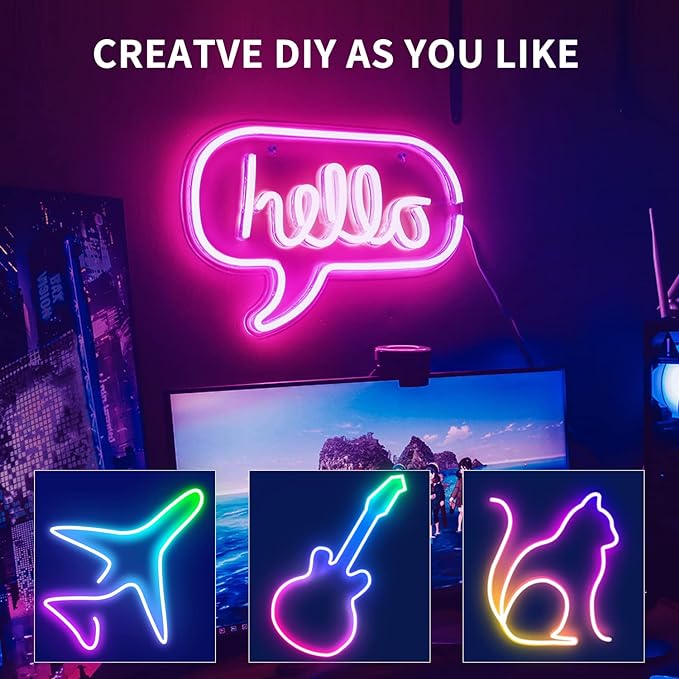 50ft RGB LED neon Rope Lights LED neon Strip Lights with Remote Control/APP Control IP65 24V Waterproof Flexible Neon LED Strip Lights,Led Lights for Bedroom Room Outdoors Décor