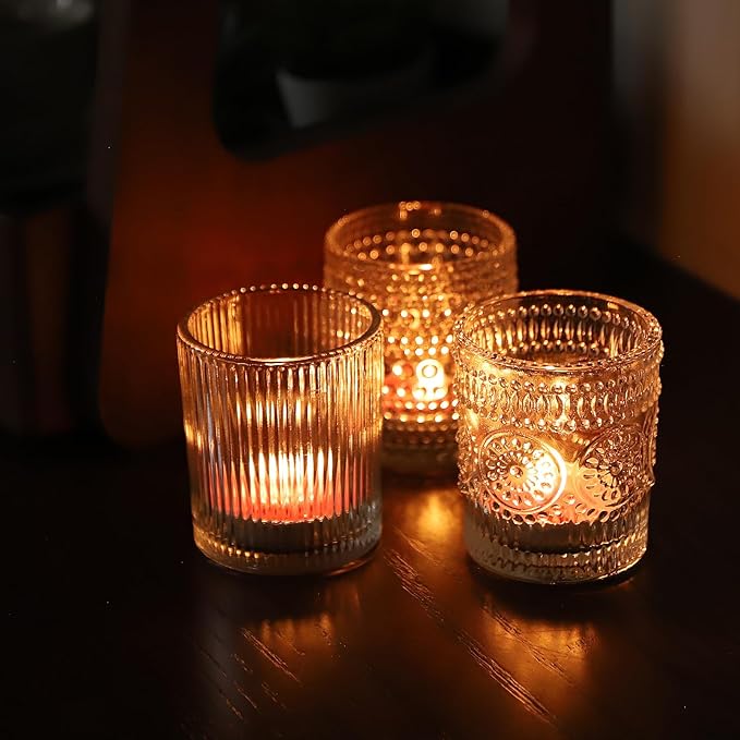 70pcs Assorted Votive Candle Holders - Clear Glass Tea Lights Candle Holder in Bulk, Tealight Candle Holder for Table Centerpiece Wedding Decor Home Decoration