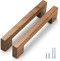 Walnut Square 5 in 2 pcs Wooden Drawer Pulls Handle pulls for cabinets Kitchen Cabinet Drawer pulls Cabinet Door Pull