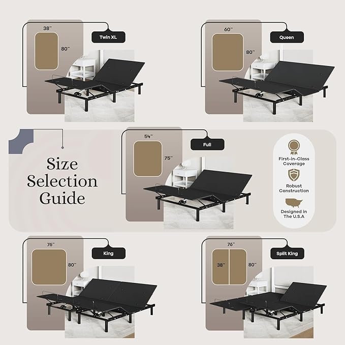 Sven and Son Essential Adjustable Bed Base (Frame Only), Easy Assembly, Head and Foot Lift, Memory Positions, Zero Gravity, Wireless Remote - Queen