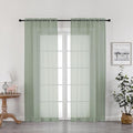 OWENIE Sage Green Sheer Curtains 72 Inches Long 2 Panels Set, Transparent Voile Sheer Curtain Rod Pocket Gauze Drapes for Living Room Bedroom Sliding Glass Door Treatment, 2 Pcs Each 42 x 72 Inch