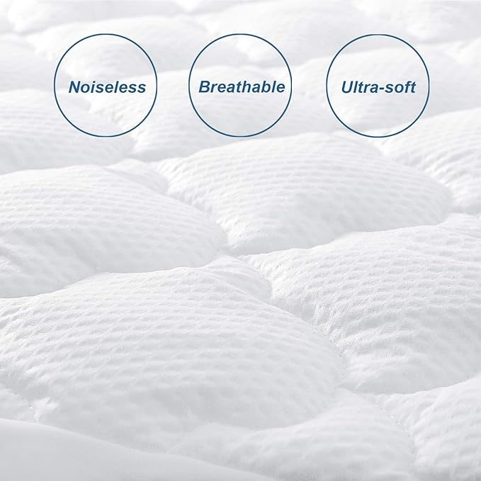 Full Size Air Mattress Pad Cover, Quilted Mattress Protector, Super Soft Breathable and Noiseless Down Alternative Filling Pillow Top Mattress Pad with Deep Pocket Fits Up to 16 Inch Mattress