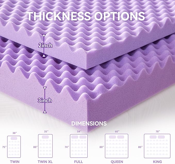 SINWEEK 2 Inch Egg Crate Memory Foam Mattress Topper Twin Size, Soft Mattress Pad for Back Pain Relief, Bed Topper, CertiPUR-US Certified