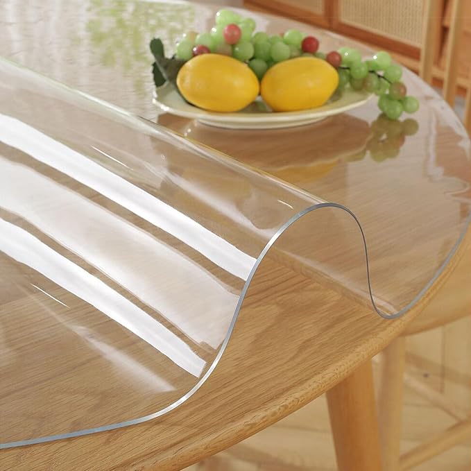 64 Inch Clear Round Table Cover Protector 1.5mm Thick Table Protector for Dining Room Waterproof Plastic PVC Vinyl Tablecloth Cover Circle Tabletop Desk Pad Mat for Furnture Coffee End Bed Side Table