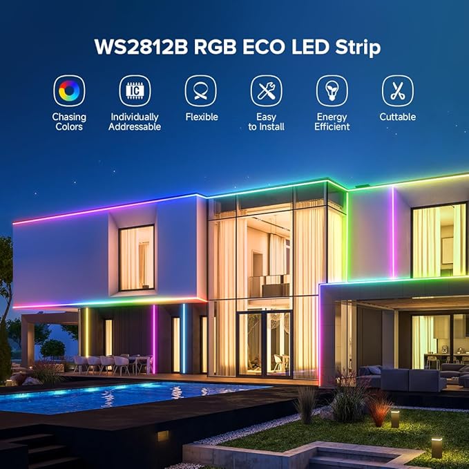 SEZO WS2812B LED Strip Light 3.3FT/1M 60LEDs/m Individually Addressable Programmable 5050SMD Digital RGB Alloy Wires Flexible Dream Color IP30 Non-Waterproof PCB Black DC5V