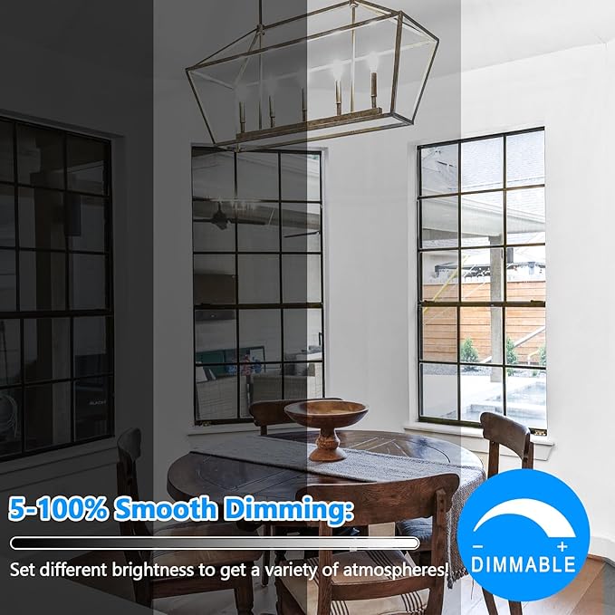 Brightever E12 Candelabra LED Light Bulbs 60 Watt Equivalent, 620 Lumen 6W C32 B11 Clear LED Filament Candle Bulbs, Dimmable Daylight White 5000K Chandelier Light Bulbs for Ceiling Fan, Pack of 5