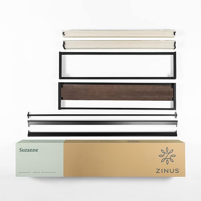 ZINUS GOOD DESIGN Award Winner Suzanne 14 Inch Bamboo and Metal Platforma Bed Frame, No Box Spring Needed, Wood Slat Support, Grey Wash, Full
