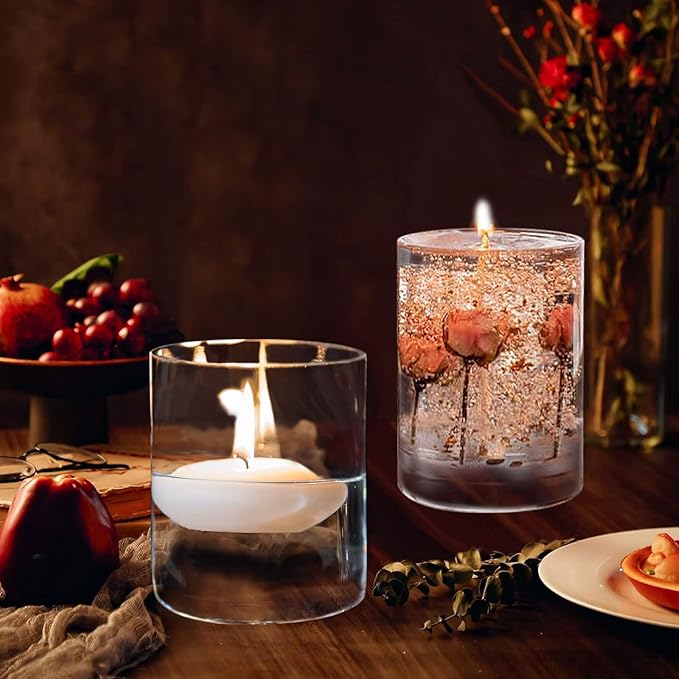 Hurricane Candle Holder,Open Ended Glass Candleholder Multiple Size Choices,Clear Cylinder Glass Candle Holder for Wedding Centerpieces, Home Decor(3pcs:4x4", 3pcs: 4x3.5")