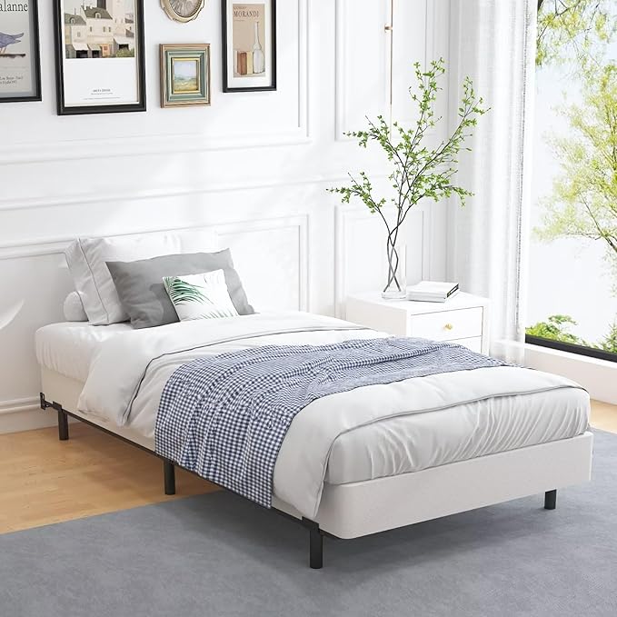 ALDRICH 5 Inch Heavy Duty Metal Box Spring Mattress Foundation 1500lbs Max Weight Capacity/Non-Slip/No Noise/Easy Assembly/Easy Clean Cover,Twin XL