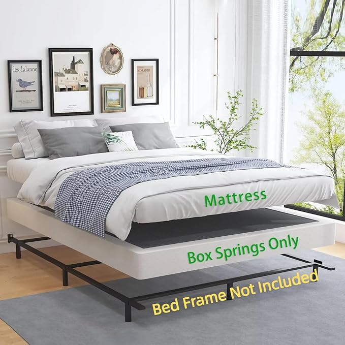 ALDRICH 5 Inch Heavy Duty Metal Box Spring Mattress Foundation 3000lbs Max Weight Capacity/Non-Slip/No Noise/Easy Assembly/Easy Clean Cover,King