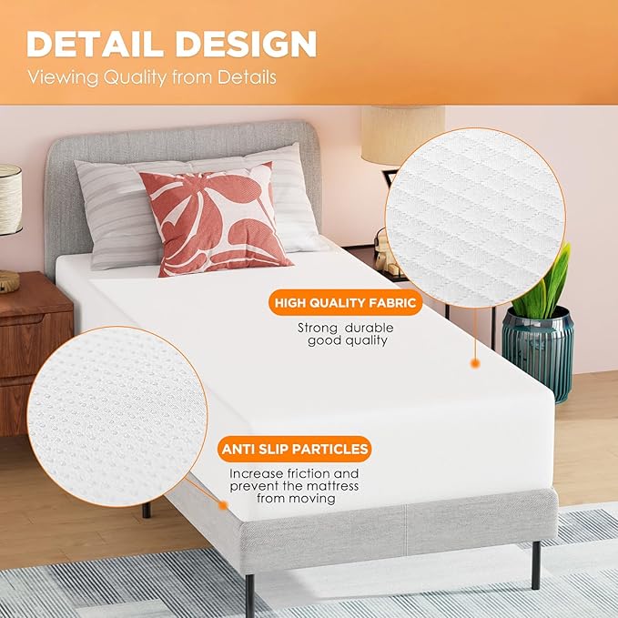 BestMassage | 12 Inch Twin XL Mattress | Gel Memory Foam | Medium Firm Feel | White | Bed in a Box, CertiPUR-US Certified | Pressure Relief, Cooling Ventilated Foam | Breathable Knit Cover