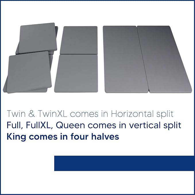 Spinal Solution, 1.5-Inch Split Bunkie Board for Mattress/Bed Support - Fully Assembled, Improved Comfort and Support, Full, Gray