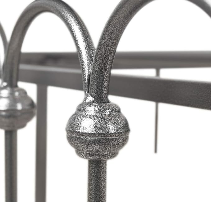TUSEER Metal Bed Frame Queen Size with Vintage Headboard and Footboard Platform Base Wrought Iron Bed Frame Gray Silver (Queen, Gray Silver).