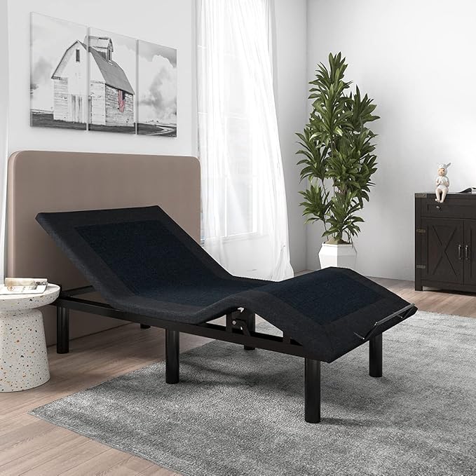 SHA CERLIN 14 Inch Twin XL Size Adjustable Bed Base/Bed Frame with Head and Foot Articulation Incline, Wireless Remote,Wood Board Support (Base Only)