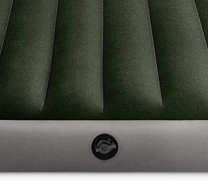 Intex 64763E Dura-Beam Standard Downy Air Mattress: Fiber-Tech – Queen Size – Built-in Foot Pump – 10in Bed Height – 600lb Weight Capacity