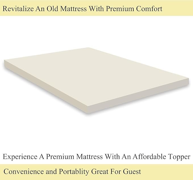 Mayton Soft 2-inch Foam Mattress Topper with Optimum Body Support | Comfortable and Breathable Bed Toppers for Mattress with Orthopedic Benefits, Helps Relieve Luber and Back Pain, Full, White