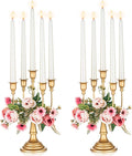 NUPTIO Gold Candelabras Candle Holder Set of 2 Metal Candelabra Centerpieces 5 Branches Candle Stick Stands Candleholder Fireplace Wedding Reception Antique Decorative Dinning Table Christmas