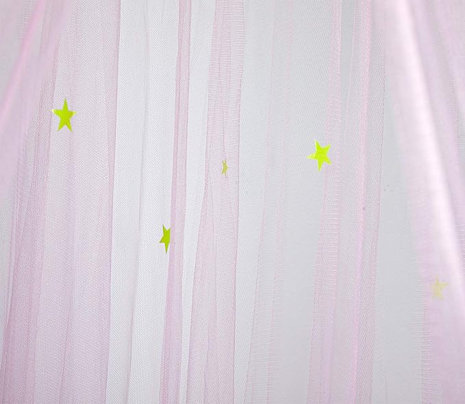 BCBYou Baby, Kids & Adult Mosquito Net Canopy with Glow in Dark Stars, for Crib, Kids, Girls or Full Size Bed (Pink)
