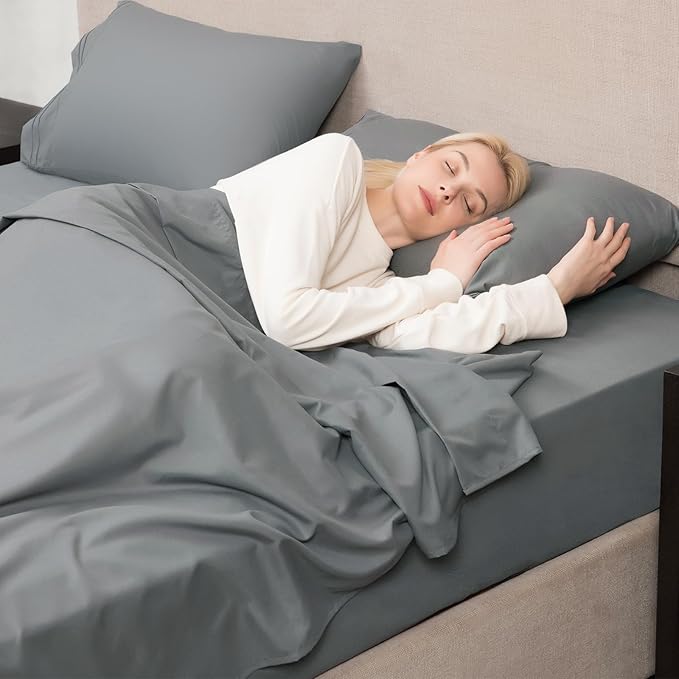 Mejoroom King Size Bed Sheet Set - Hotel Luxury 1800 Bedding Sheets & Pillowcases - 16" Deep Pocket Fitted Sheet, Soft, Breathable, Wrinkle & Fade Resistant - 4 Piece(King, Gray)