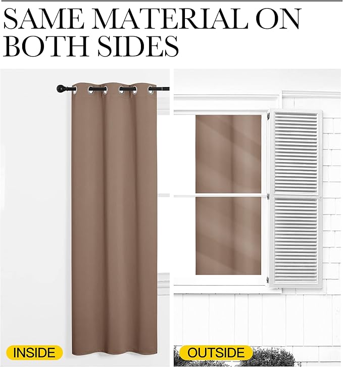 NICETOWN Noise Reducing Room Dividers Curtains Screens Partition Panels, Wide Width Grommet Top Divider for Living, Bedroom, Baby Room (One Pack, 7ft Tall x 15ft Wide, Cappuccino)