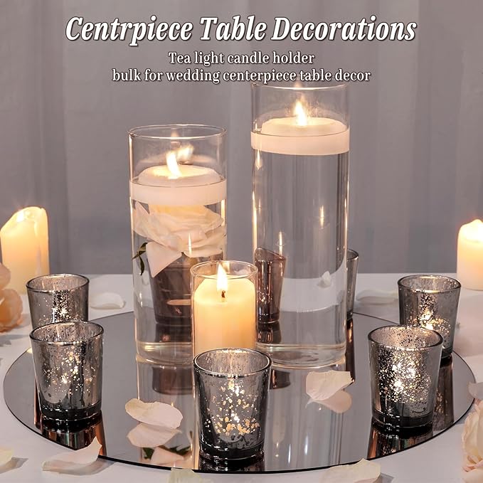 Black Votive Candle Holders Set of 24, Speckled Mercury Candle Holders for Wedding Centerpiece Table Decorations, Tealight Candle Holder for Party Bridal Shower Decor, Home Decor