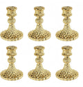 Glass Candlestick Holder,Striped Taper Candle Holders,Set of 6 Candle Stand for Table Centerpieces, Home Decor,Weddings,Festival and Parties (Gold Diamond)