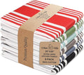 Urban Villa KitchenTowels 100% Cotton Pack of 6 Highly Absorbent Quick Drying Super Soft Premium Dish Towels for Kitchen with Hanging Loop Hand & Tea Towels - 20x30 Inch (Multi Color Striped)