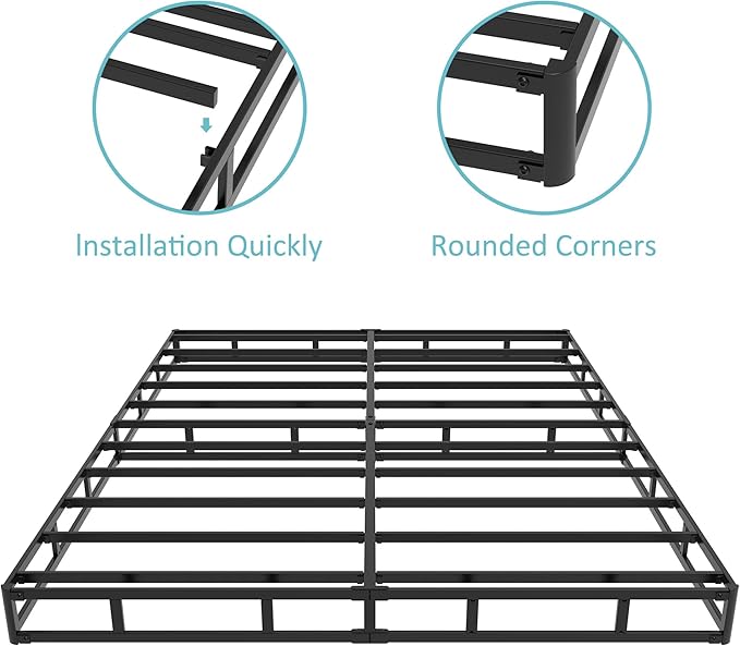 7 Inch Full XL Box Spring, Metal Boxspring Full XL Size with Fabric Cover, Heavy Duty Mattress Foundation, Noise-Free, Easy Assembly