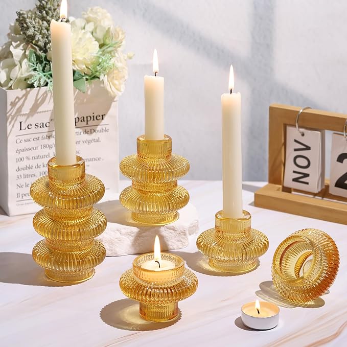 Candlestick Candle Holders 10 Pcs Candle Stick Holder Gold Taper Candle Holder Candle Stand for Wedding Party Thanksgiving Halloween Birthday Mantel Baby Shower Table Centerpieces Decor