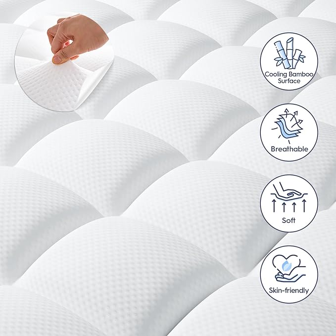 ELEMUSE King Size Dual Layer 3 Inch Memory Foam Mattress Topper for Pressure Relief, Breathable Pillow Top Mattress Pad with Deep Pocket, Enhanced Support, Non-Slip Design & Removable & Washable