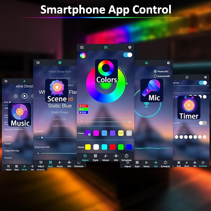 LAFULIT 10 PCS RGB Under Cabinet Lights Kit, App and Remote Control Led Strip Lights, Music Sync Color Changing Led Lights, Plug in Light for Cabinet, Counter, Shelf, Bookcase, 13ft