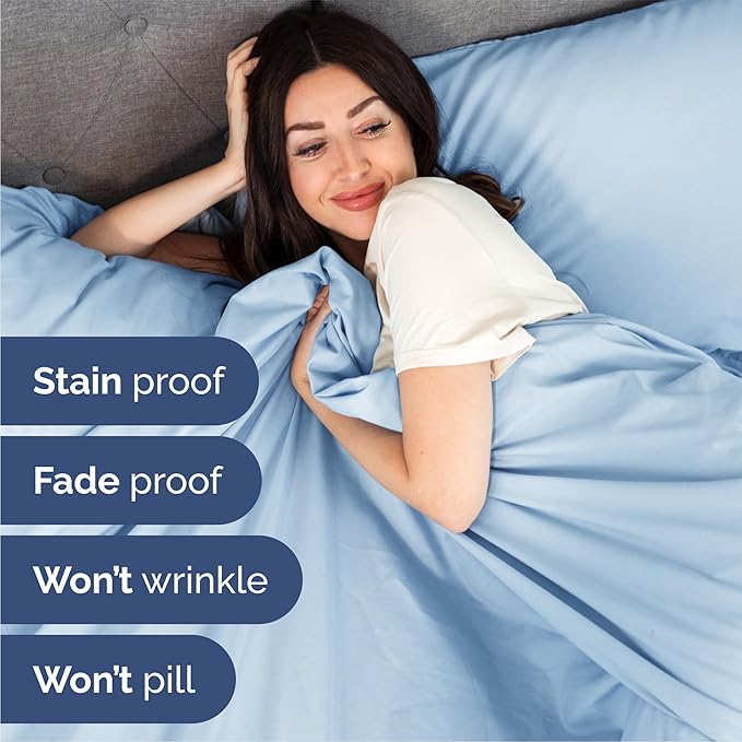 Queen 6 Piece Sheet Set - Comfy Breathable & Cooling - Ultra-Soft Hotel Luxury Bedding Set with 8-16 Inch Deep Pockets - 1 Flat & 1 Fitted Sheet & 4 Pillowcases - Wrinkle Free & Easy Care - Baby Blue