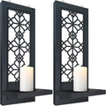 Set of 2 Candle Sconces, Farmhouse Accent Wall Sconce, Black Candle Holder Wall Decorations for Home Décor, Living Room, Dining Room.(15 x6 in)